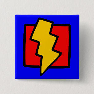 Bóton Quadrado 5.08cm Red Blue e Yellow Lightning Bolt