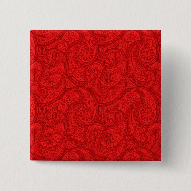 Bóton Quadrado 5.08cm Red Paisley (Frente)