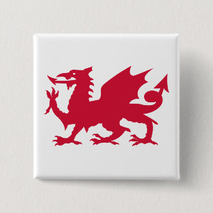 Bóton Quadrado 5.08cm Red Welsh Dragon
