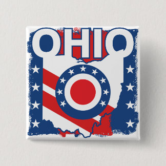 Bóton Quadrado 5.08cm Red White e Blue Patriotic Grunge Ohio
