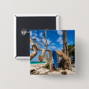 Bóton Quadrado 5.08cm Redes de pesca que secam na praia