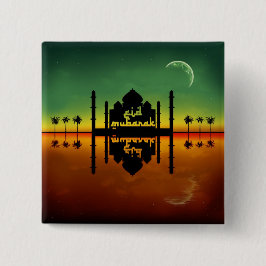 Bóton Quadrado 5.08cm Reflexão da noite de Eid Mubarak