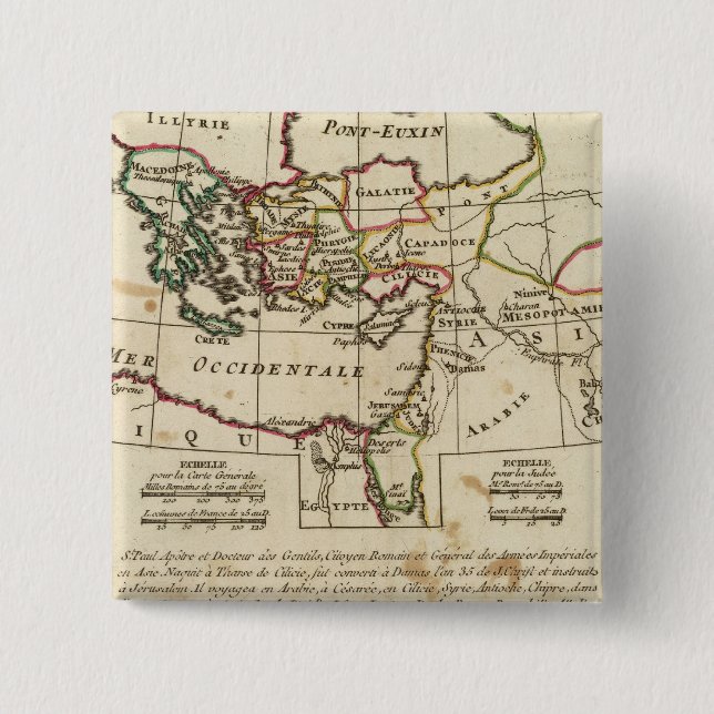 Bóton Quadrado 5.08cm Regiões, lugares no Novo Testamento (Frente)