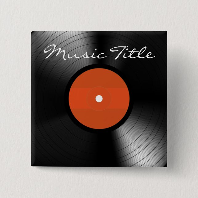 Bóton Quadrado 5.08cm Registro de vinilo (Frente)