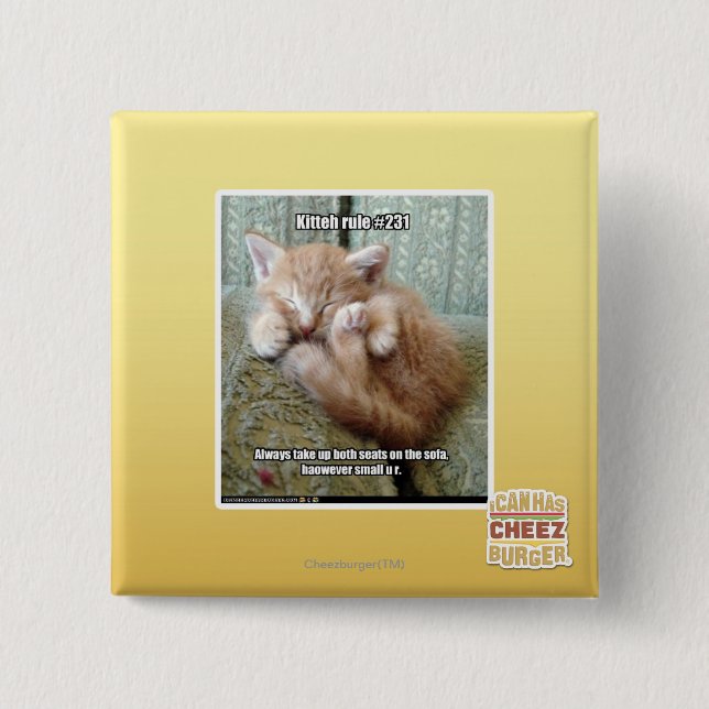 Bóton Quadrado 5.08cm Regra #231 de Kitteh (Frente)