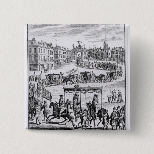 Bóton Quadrado 5.08cm Rei Charles II (Frente)