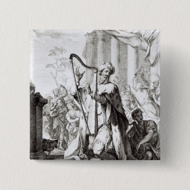 Bóton Quadrado 5.08cm Rei David Playing o Lyre (Frente)