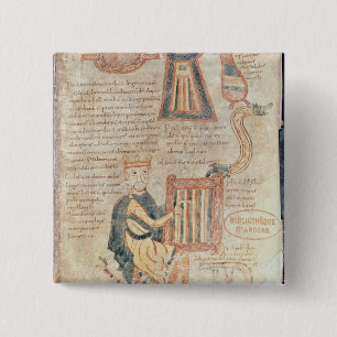 Bóton Quadrado 5.08cm Rei David que joga um saltério de um psalter