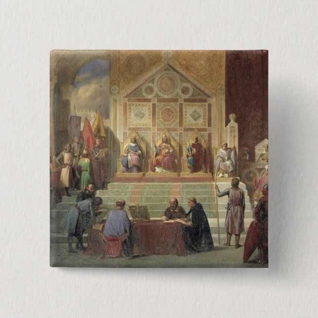 Bóton Quadrado 5.08cm Rei de St Louis de France (Frente)