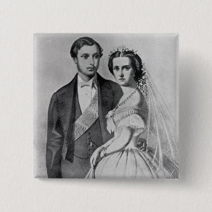 Bóton Quadrado 5.08cm Rei Edward e rainha Alexandra