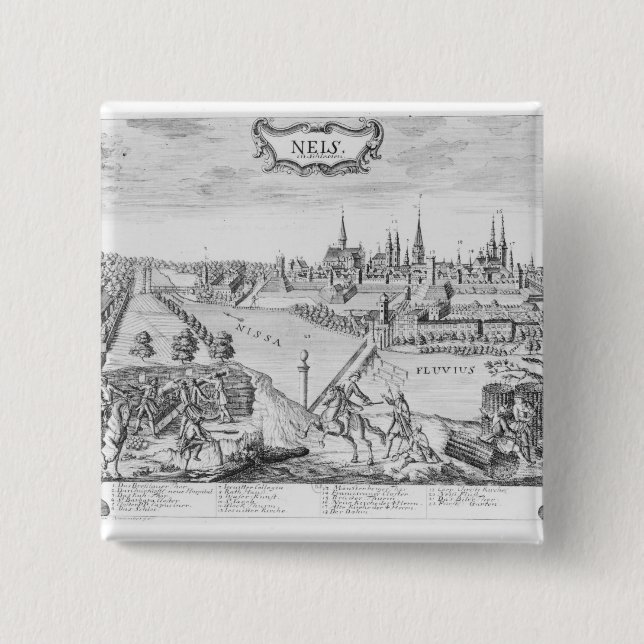 Bóton Quadrado 5.08cm Rei Frederick II de Prússia (Frente)