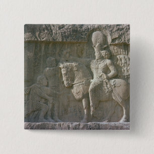 Bóton Quadrado 5.08cm Rei Shapur Eu e Valerian Sassanian