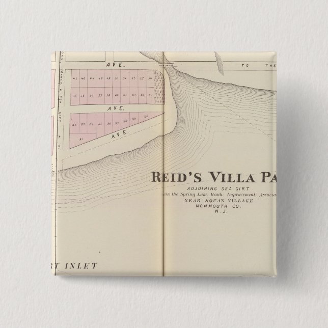 Bóton Quadrado 5.08cm Reid's Villa Park, NJ (Frente)