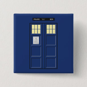 Bóton Quadrado 5.08cm Reino Unido - Blue Police Call Box 1