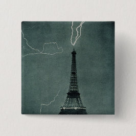 Bóton Quadrado 5.08cm Relâmpago atingindo a Torre Eiffel