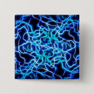 Bóton Quadrado 5.08cm Relâmpago de bobina azul-neon elétrico
