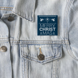 Bóton Quadrado 5.08cm Religião religiosa da camisola feia do Feliz Nata