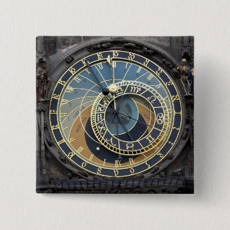 Bóton Quadrado 5.08cm Relógio Astronômico ou Praga Orloj