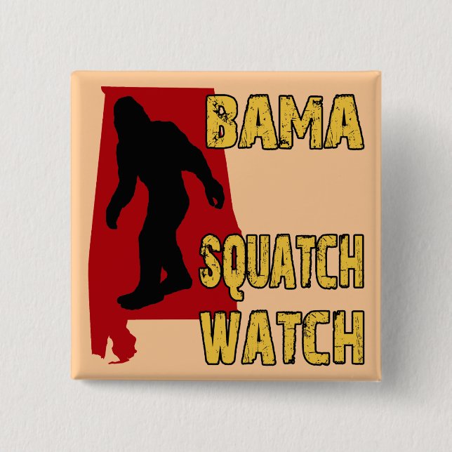 Bóton Quadrado 5.08cm Relógio de Bama Squatch (Frente)