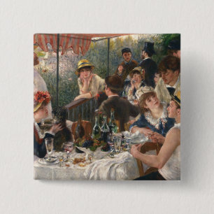Bóton Quadrado 5.08cm Renoir Luncheon francês no Partido Barco