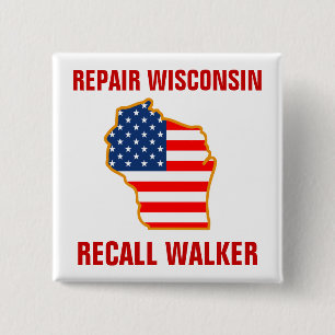 Bóton Quadrado 5.08cm Repare Wisconsin, caminhante do aviso