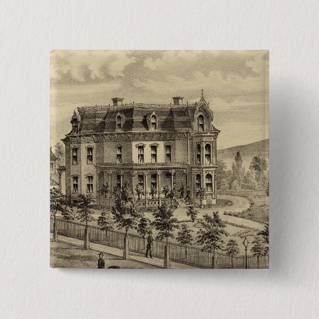 Bóton Quadrado 5.08cm Residência de AM Brown (Frente)