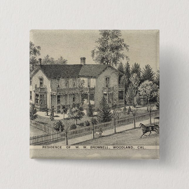 Bóton Quadrado 5.08cm Residências florestais (Frente)