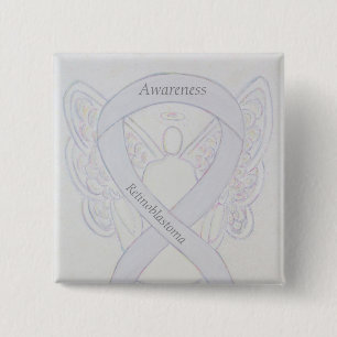 Bóton Quadrado 5.08cm Retinoblastoma Branco Sensibilização Fita Anjo P
