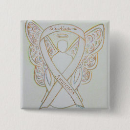 Bóton Quadrado 5.08cm Retinoblastoma Branco Sensibilização Fita Anjo Pin