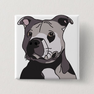 Bóton Quadrado 5.08cm Retrato americano de Terrier de pitbull do