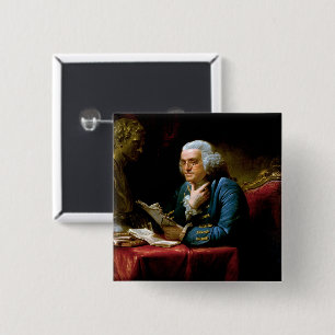 Bóton Quadrado 5.08cm Retrato aproximado, Benjamin Franklin Pai Fundador