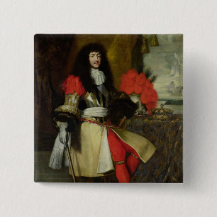 Bóton Quadrado 5.08cm Retrato assentado de Louis XIV depois de 1670