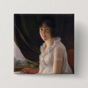 Bóton Quadrado 5.08cm Retrato assentado de Marie-Philippe-Claude