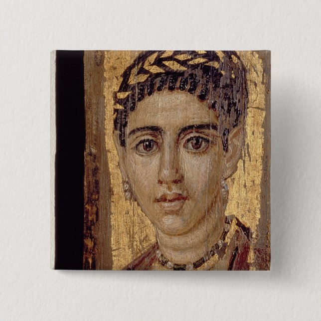Bóton Quadrado 5.08cm Retrato da mamã de uma mulher, de Fayum, (Frente)