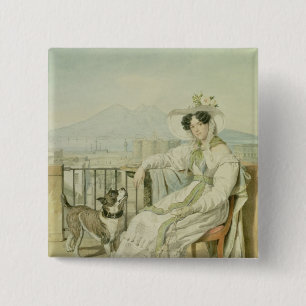 Bóton Quadrado 5.08cm Retrato da princesa Natalia Golitsin, 1822-26