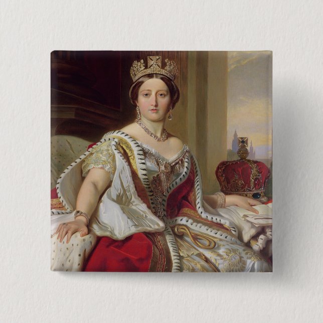 Bóton Quadrado 5.08cm Retrato da rainha Victoria (1819-1901) 1859 (óleo (Frente)