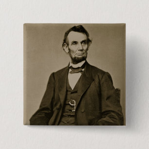 Bóton Quadrado 5.08cm Retrato de Abraham Lincoln (1809-65) (foto de b/w)