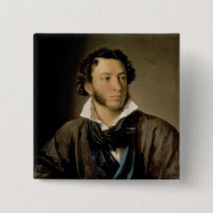 Bóton Quadrado 5.08cm Retrato de Alexander Pushkin