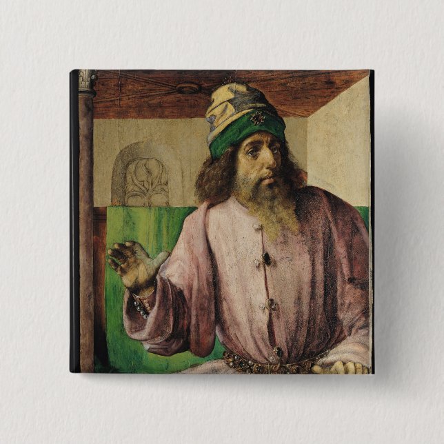 Bóton Quadrado 5.08cm Retrato de Aristotle, c.1475 (Frente)