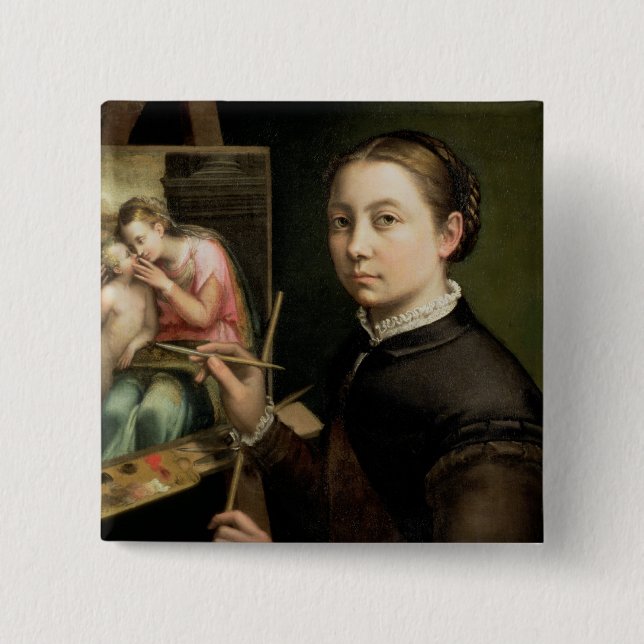 Bóton Quadrado 5.08cm Retrato de auto, 1556 (Frente)