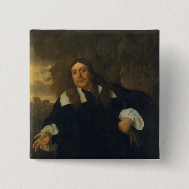 Bóton Quadrado 5.08cm Retrato de auto, 1662 (Frente)