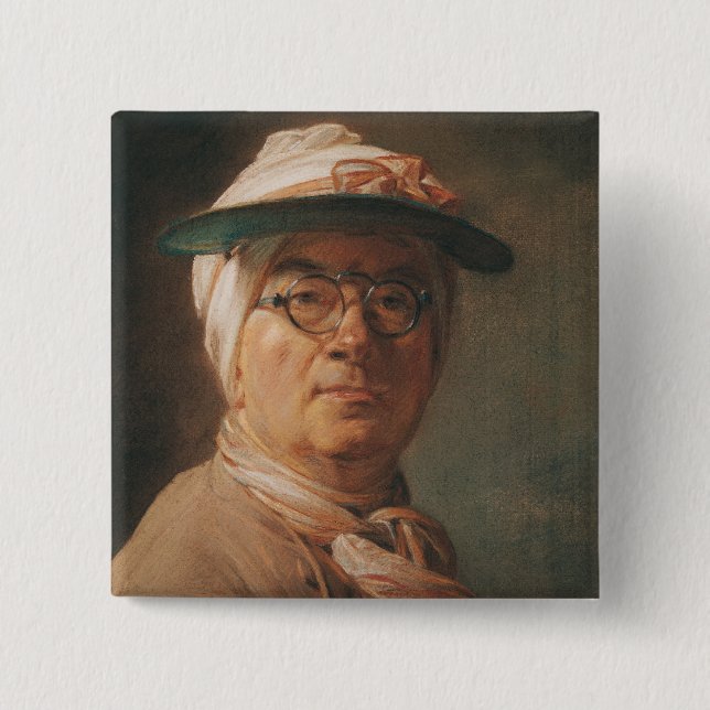 Bóton Quadrado 5.08cm Retrato de auto, 1775 (Frente)
