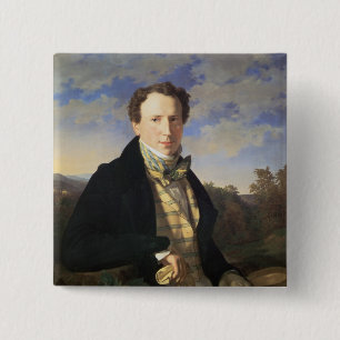 Bóton Quadrado 5.08cm Retrato de auto, 1828