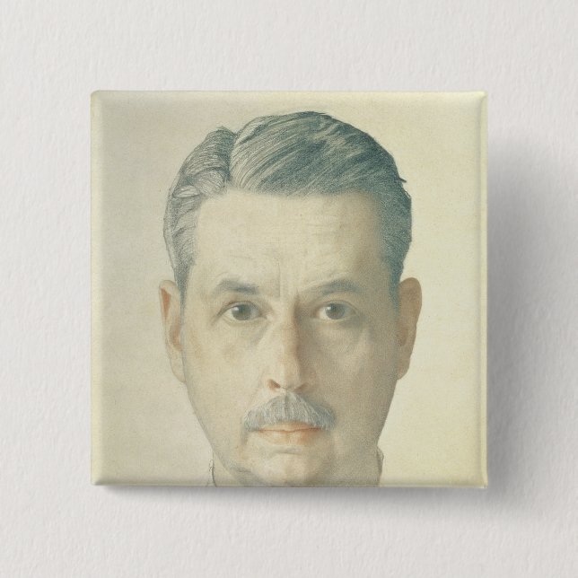 Bóton Quadrado 5.08cm Retrato de auto, 1921 (Frente)
