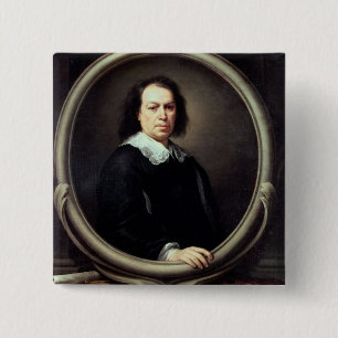 Bóton Quadrado 5.08cm Retrato de auto, c.1670-73