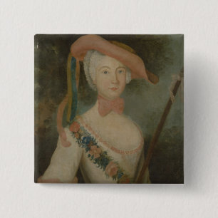 Bóton Quadrado 5.08cm Retrato de auto, c.1725-40