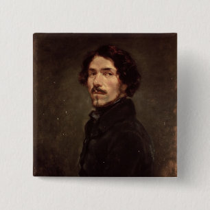 Bóton Quadrado 5.08cm Retrato de auto, c.1840 (óleo em canvas) (veja
