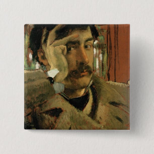 Bóton Quadrado 5.08cm Retrato de auto de James Tissot , c.1865