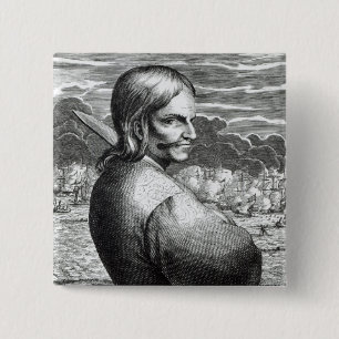 Bóton Quadrado 5.08cm Retrato de Bartholomeus de Portugees