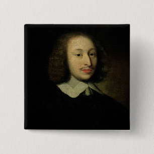 Bóton Quadrado 5.08cm Retrato de Blaise Pascal